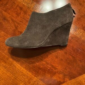 Ann Taylor Dark Brown Suede Wedge Booties